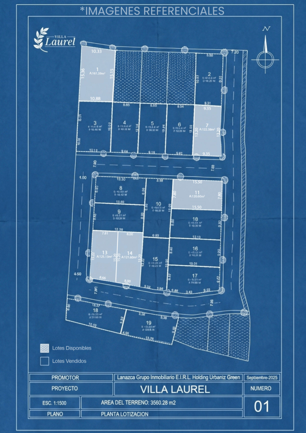 Plano de lotización de Villa Laurel